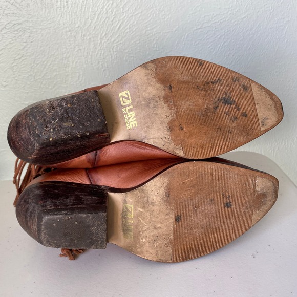 Vintage Z Line by Zodiac Western Fringe Boot Marla Low Shaft W 7.5 Brown Leather - Picture 7 of 13